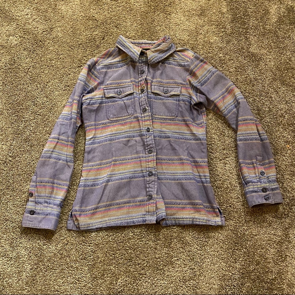 Patagonia blue and purple stripe button down top